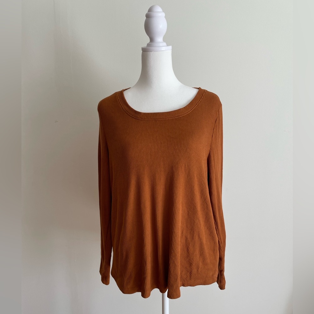Loft Outlet Ribbed Long Sleeve Shirt - Large Petite